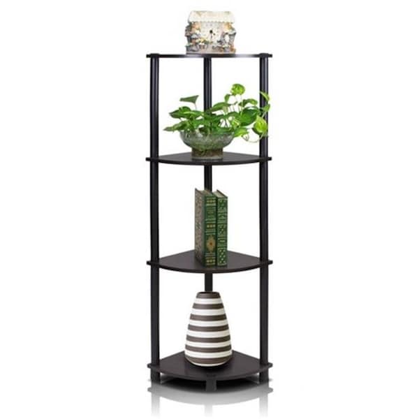Highkey Turn-N-Tube 4-Tier Corner Display Rack Multipurpose Shelving Unit; Espresso & Black - 43.5 x 11.6 x 11.6 in. LR846075 - main